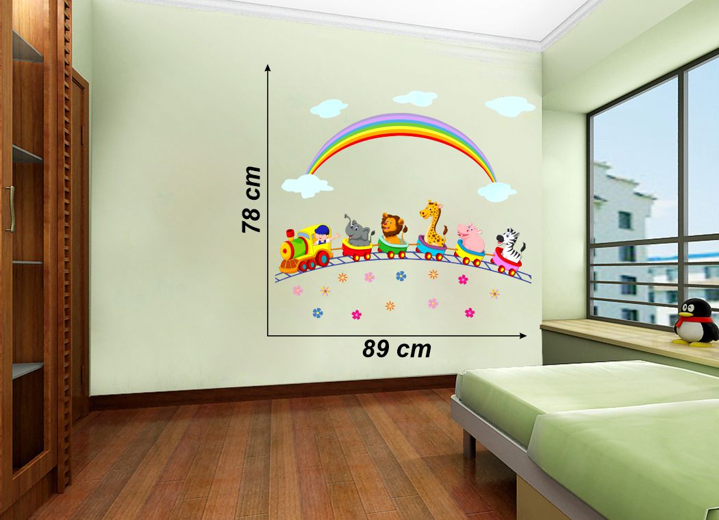 Homexa Decor | Animals With Train Design Wall Sticker (Size 89 x 78 cm)