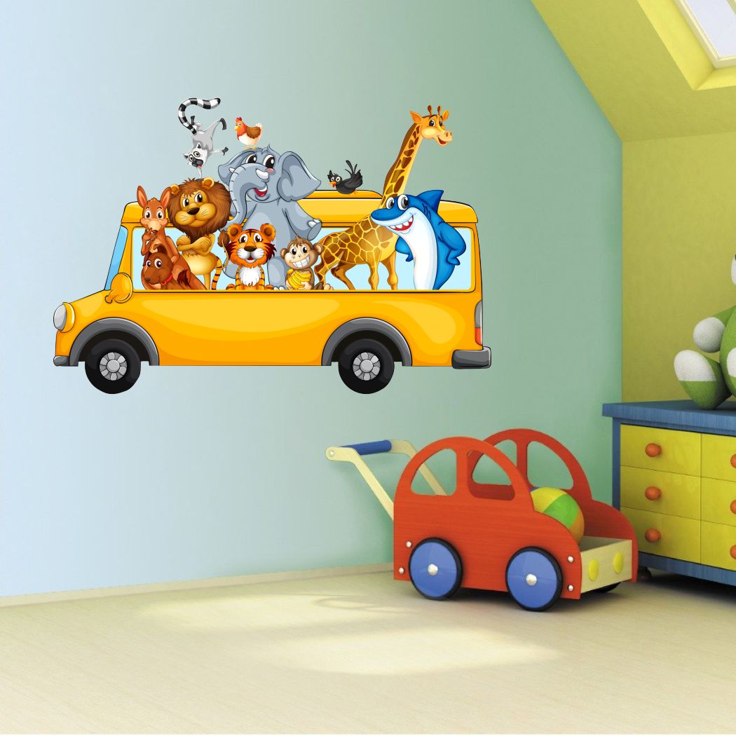 Homexa Decor | Animals Bus Design Wall Sticker (Size 57 x 38 cm)