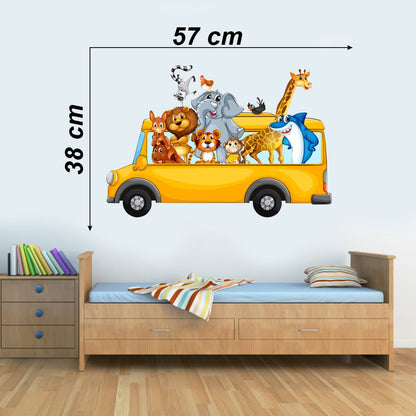 Homexa Decor | Animals Bus Design Wall Sticker (Size 57 x 38 cm)