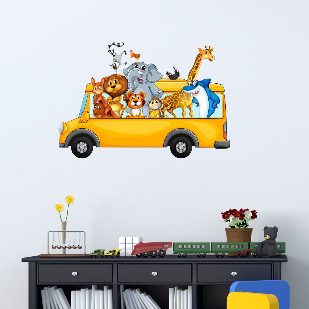 Homexa Decor | Animals Bus Design Wall Sticker (Size 57 x 38 cm)