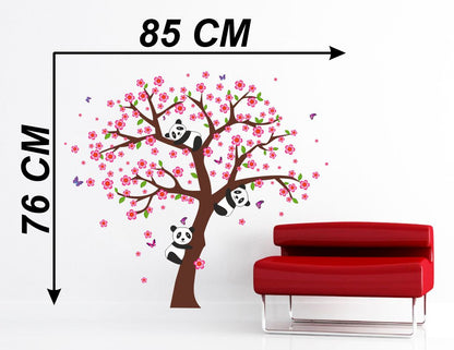 Homexa Decor | Tree-Panda-Flower-Butterfly Design Wall Sticker (Size 85x76 cm)