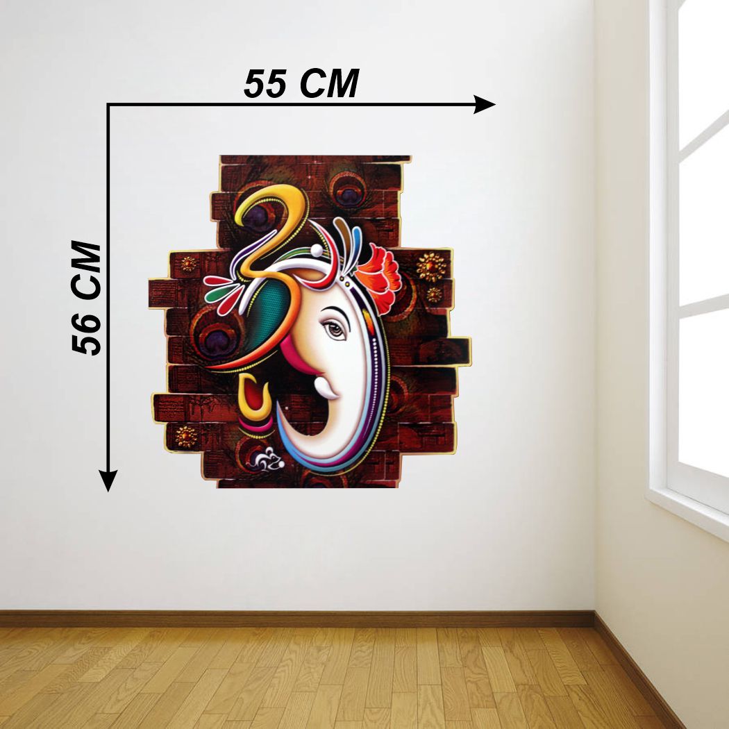 Homexa Decor | Shree Lord Ganesha Ganpati ji Wall Sticker (Size 55x56 cm)