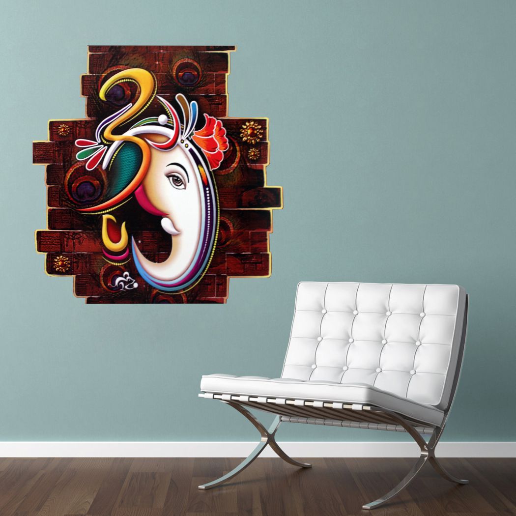 Homexa Decor | Shree Lord Ganesha Ganpati ji Wall Sticker (Size 55x56 cm)