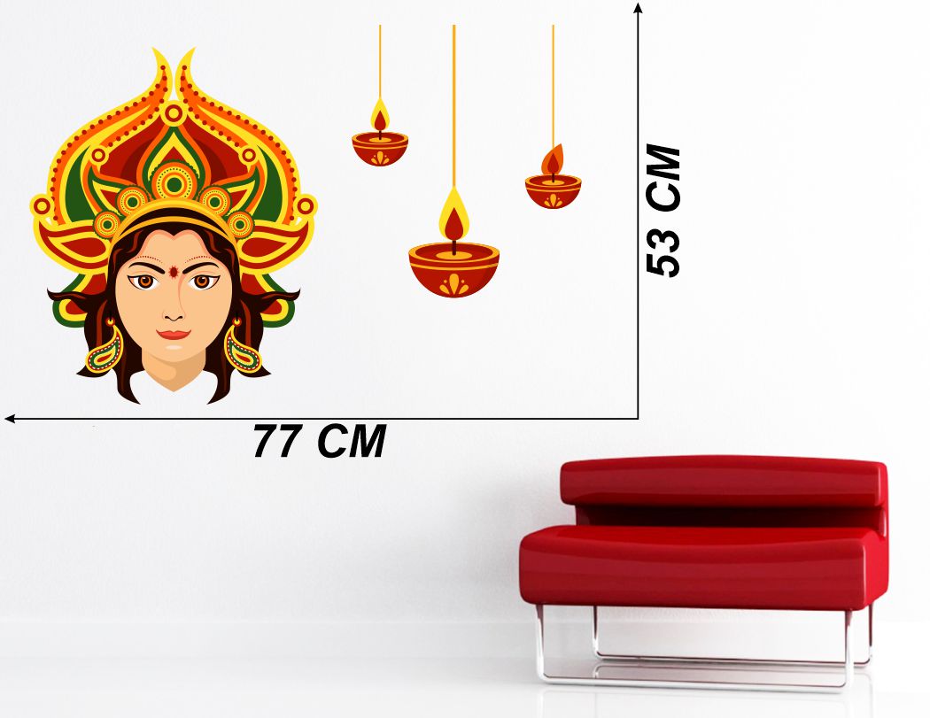 Homexa Decor | Durga maa Design Wall Sticker (Size 77x53 cm)