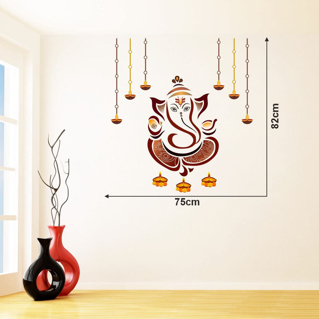 Homexa Decor | Shree Lord Ganesha Ganpati ji Wall Sticker (Size 75x82 cm)