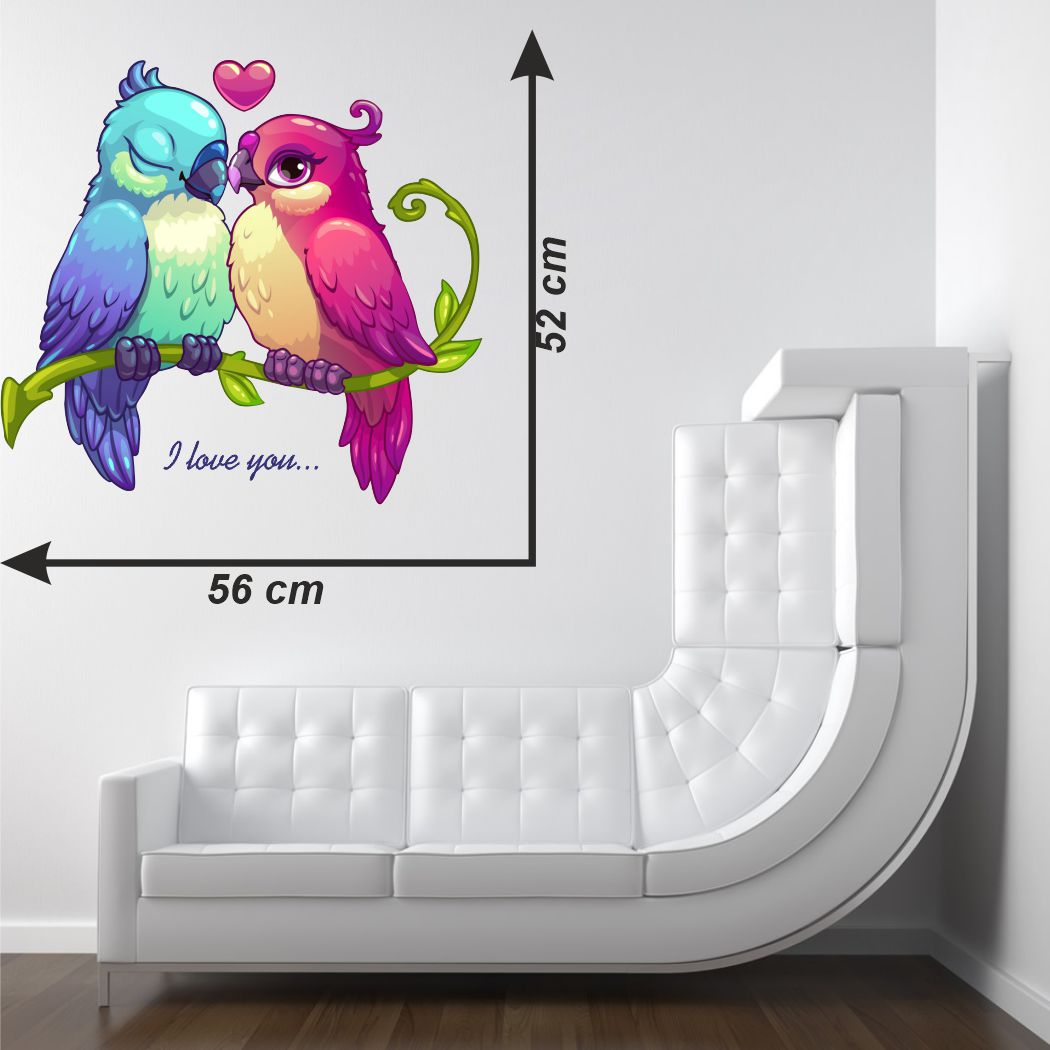 Homexa Decor | Birds Love Couple Design Wall Sticker (Size 56x52 cm)