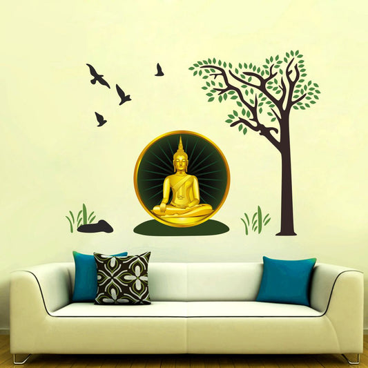 Homexa Decor | Lord Buddha Design Wall Sticker (Size 91x67 cm)