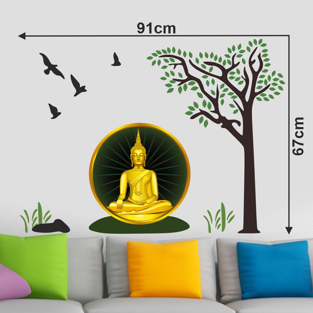 Homexa Decor | Lord Buddha Design Wall Sticker (Size 91x67 cm)