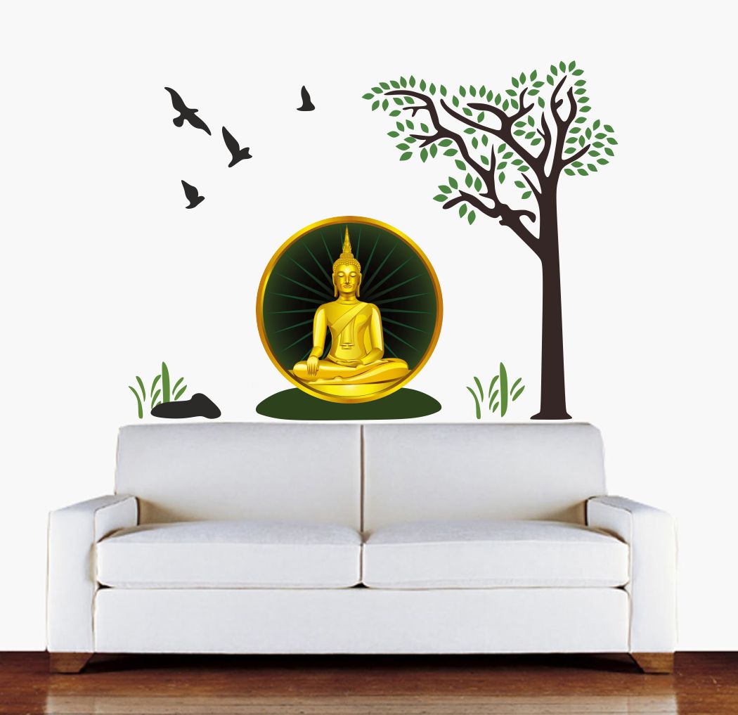 Homexa Decor | Lord Buddha Design Wall Sticker (Size 91x67 cm)