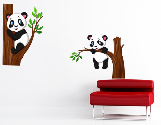 Homexa Decor | Cute Pandas Design Wall Sticker (Size 58X52 cm)