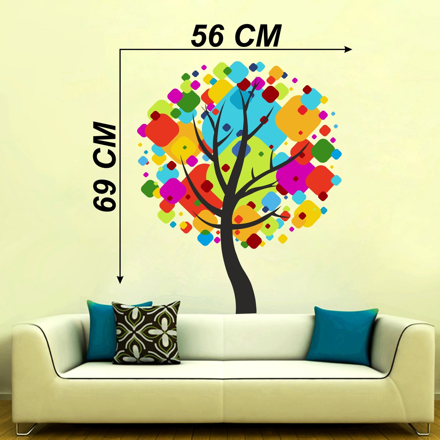 Homexa Decor | Tree With Square shape Design Wall Sticker (Size 56x69 cm)