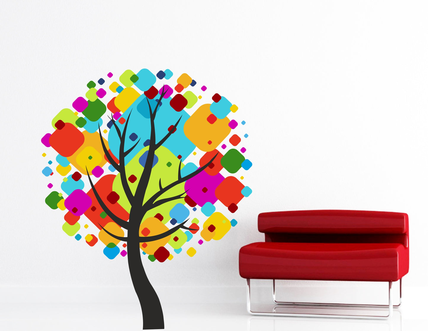 Homexa Decor | Tree With Square shape Design Wall Sticker (Size 56x69 cm)