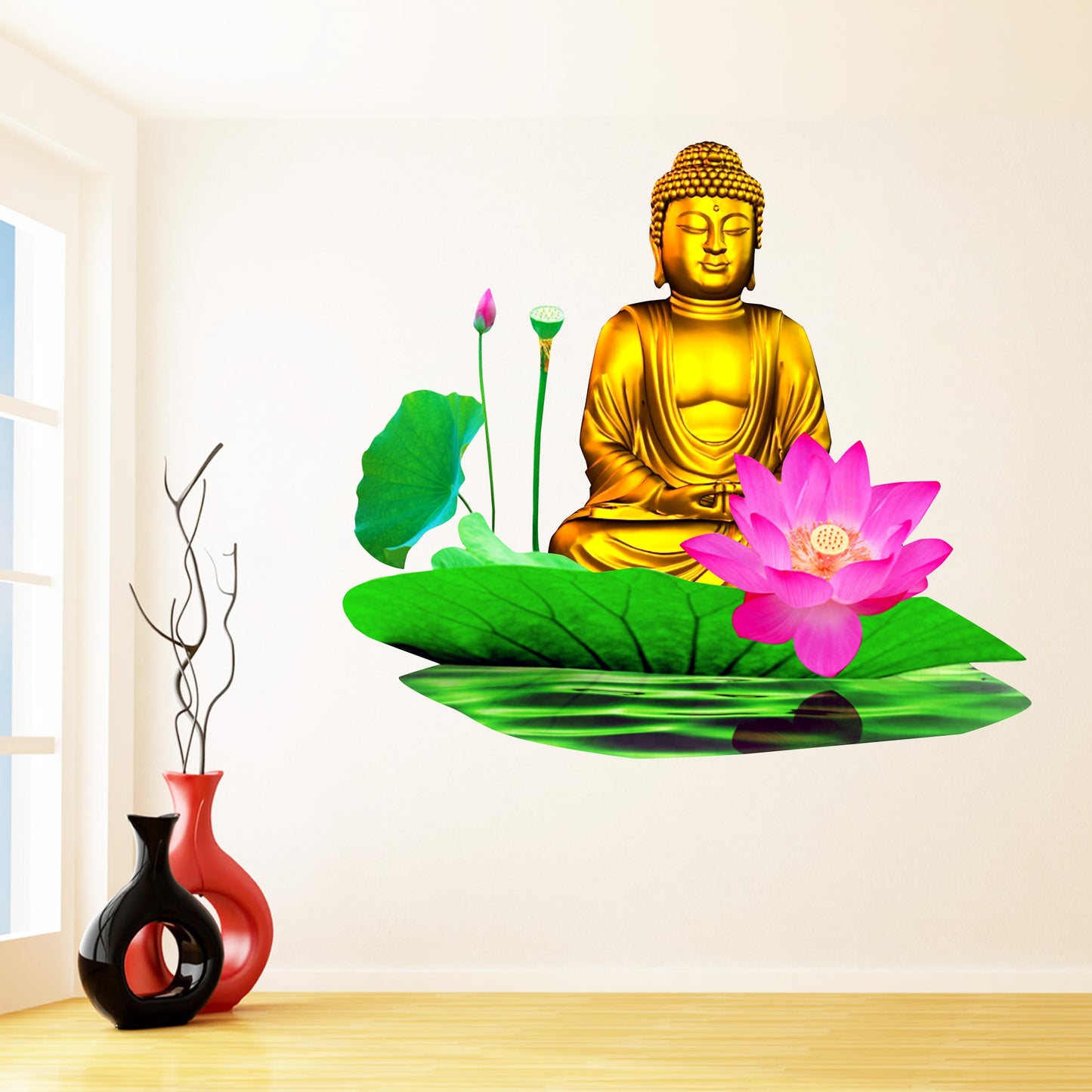 Homexa Decor | Lord Buddha Design Wall Sticker (Size 64x57 cm)