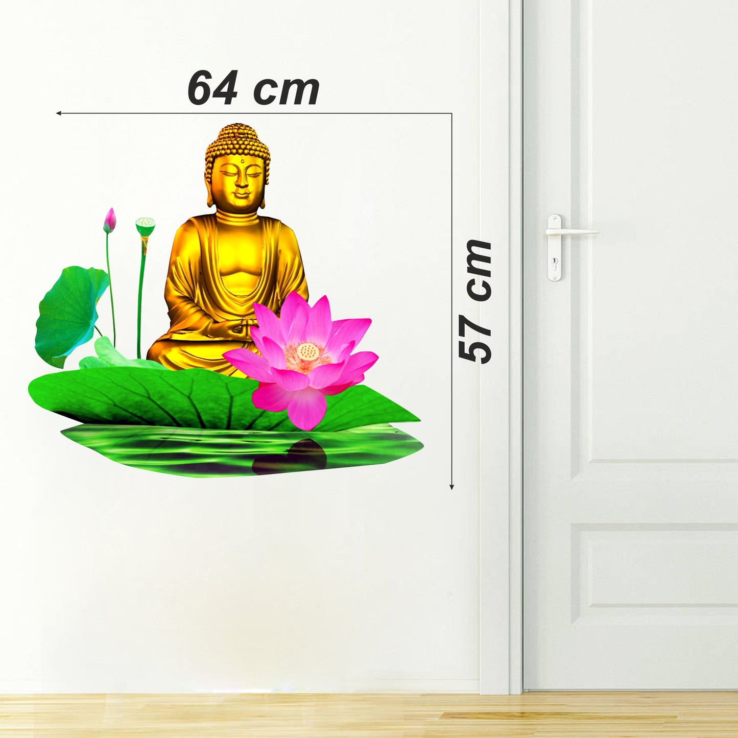 Homexa Decor | Lord Buddha Design Wall Sticker (Size 64x57 cm)