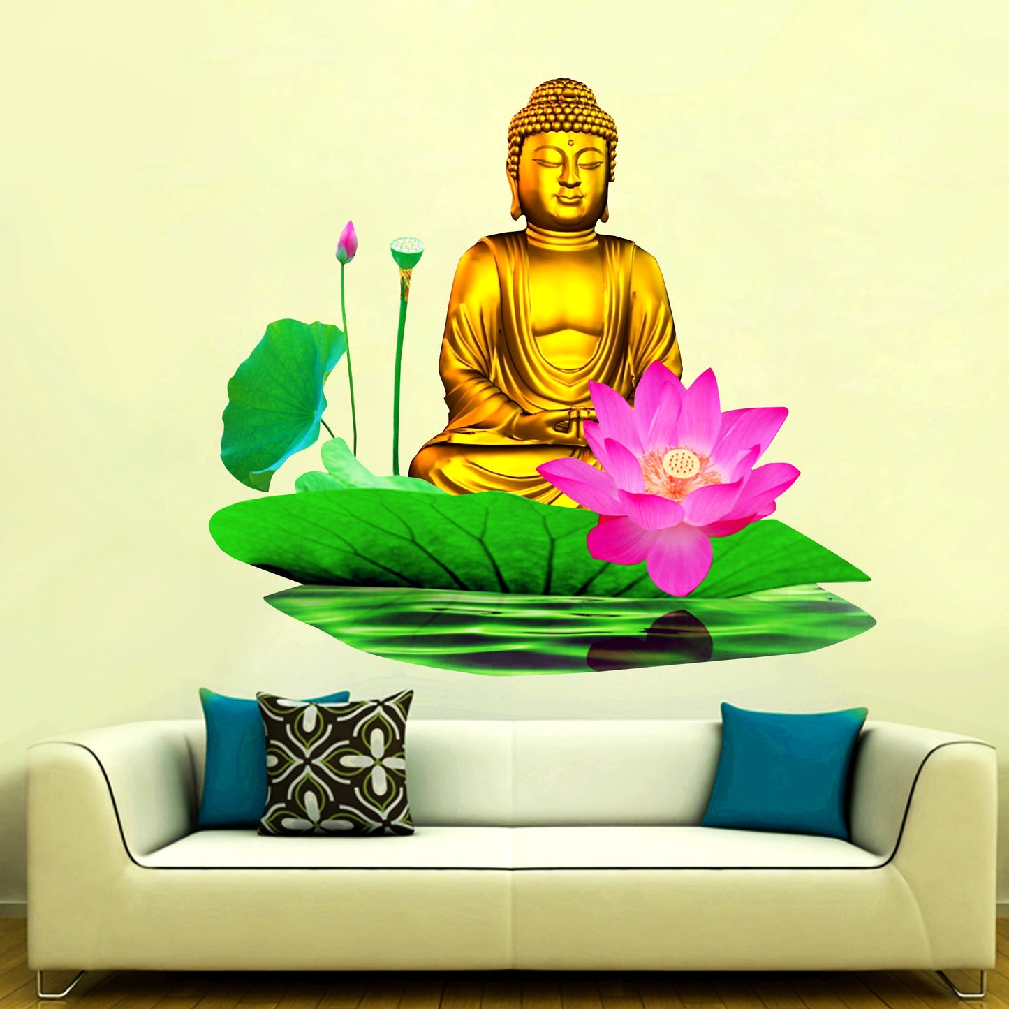 Homexa Decor | Lord Buddha Design Wall Sticker (Size 64x57 cm)