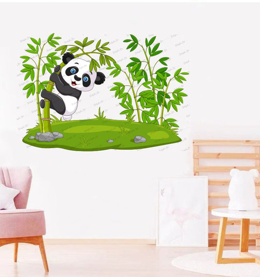 Homexa Decor | Beautiful Grass and Tree With Panda Design Wall Sticker (Size 56X39 cm)