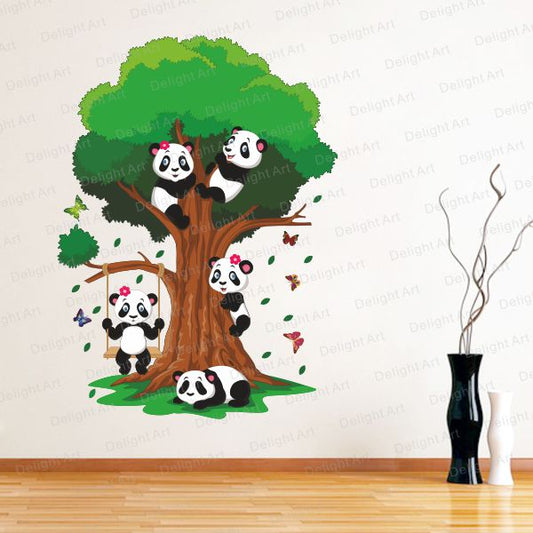 Homexa Decor | Beautiful Tree With Pandas Design Wall Sticker (Size 42X56 cm)