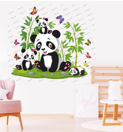 Homexa Decor | Beautiful Pandas and Butterfly Design Wall Sticker (Size 55*62 cm)