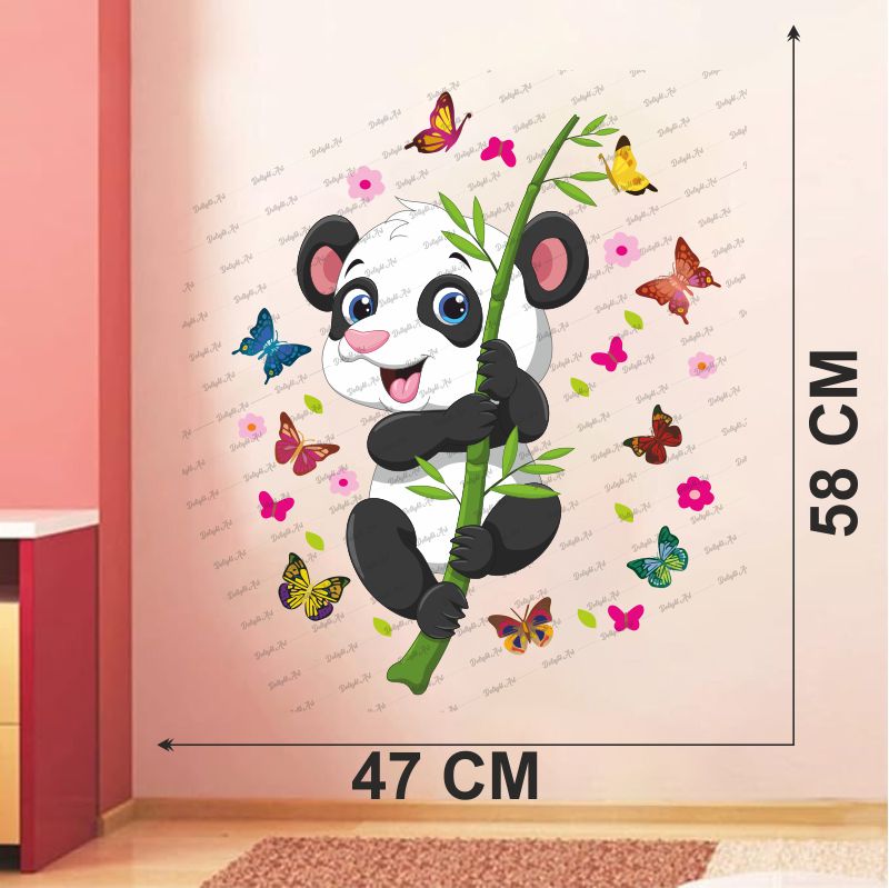 Homexa Decor | Beautiful Pandas and Butterfly Design Wall Sticker (Size 47X58 cm)