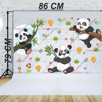 Homexa Decor | Beautiful Pandas and Butterfly Design Wall Sticker (Size 79X86 cm)