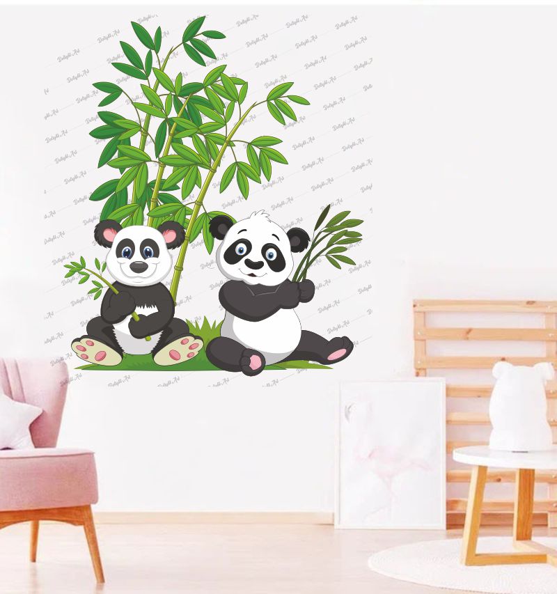 Homexa Decor | Beautiful Tree With Pandas Design Wall Sticker (Size 46x56 cm)