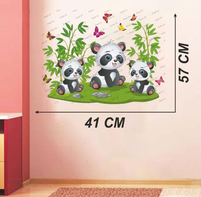 Homexa Decor | Beautiful Pandas and Butterfly Design Wall Sticker (Size 57X41 cm)