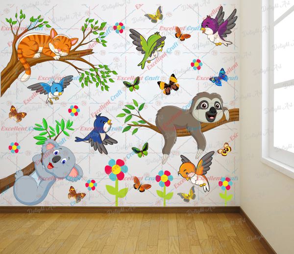 Delight Art Beautiful Butterfly-Birds-Other Animals Design Wall Sticker Size - ( 78 X 63 ) Cm