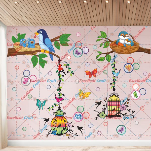 Homexa Decor Branches-Leaf-Flower-Birds-Butterflies Design Wall Sticker Size - ( 100 x 80 ) Cm