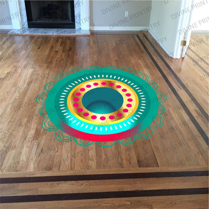 Homexa Decor | Rangoli Mandala Floor Sticker (Size 38 x 38 cm)