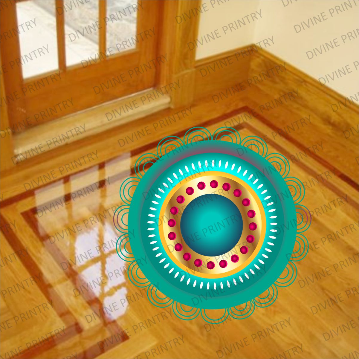 Homexa Decor | Rangoli Mandala Floor Sticker (Size 38 x 38 cm)