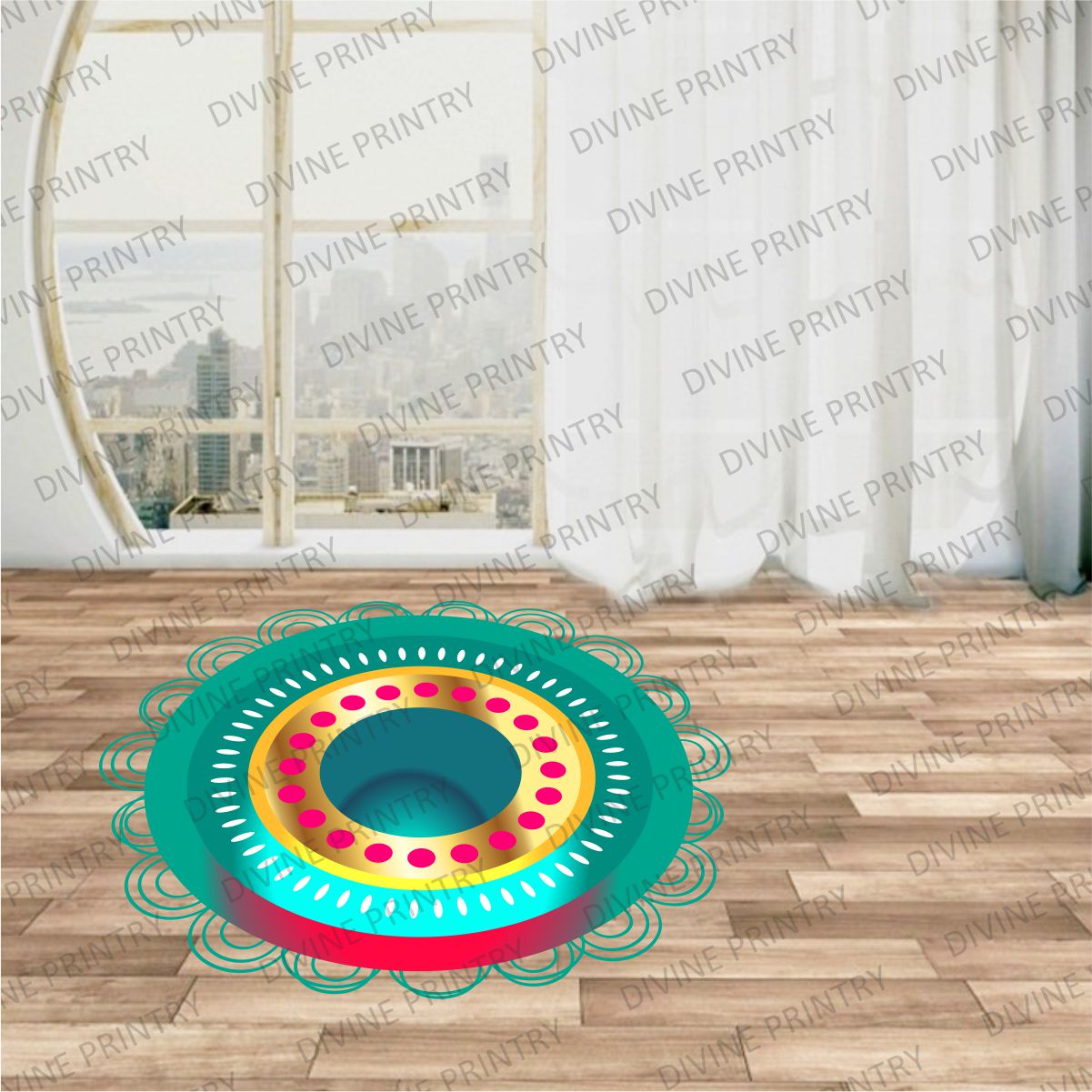 Homexa Decor | Rangoli Mandala Floor Sticker (Size 38 x 38 cm)