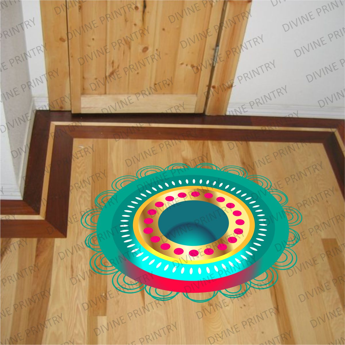 Homexa Decor | Rangoli Mandala Floor Sticker (Size 38 x 38 cm)