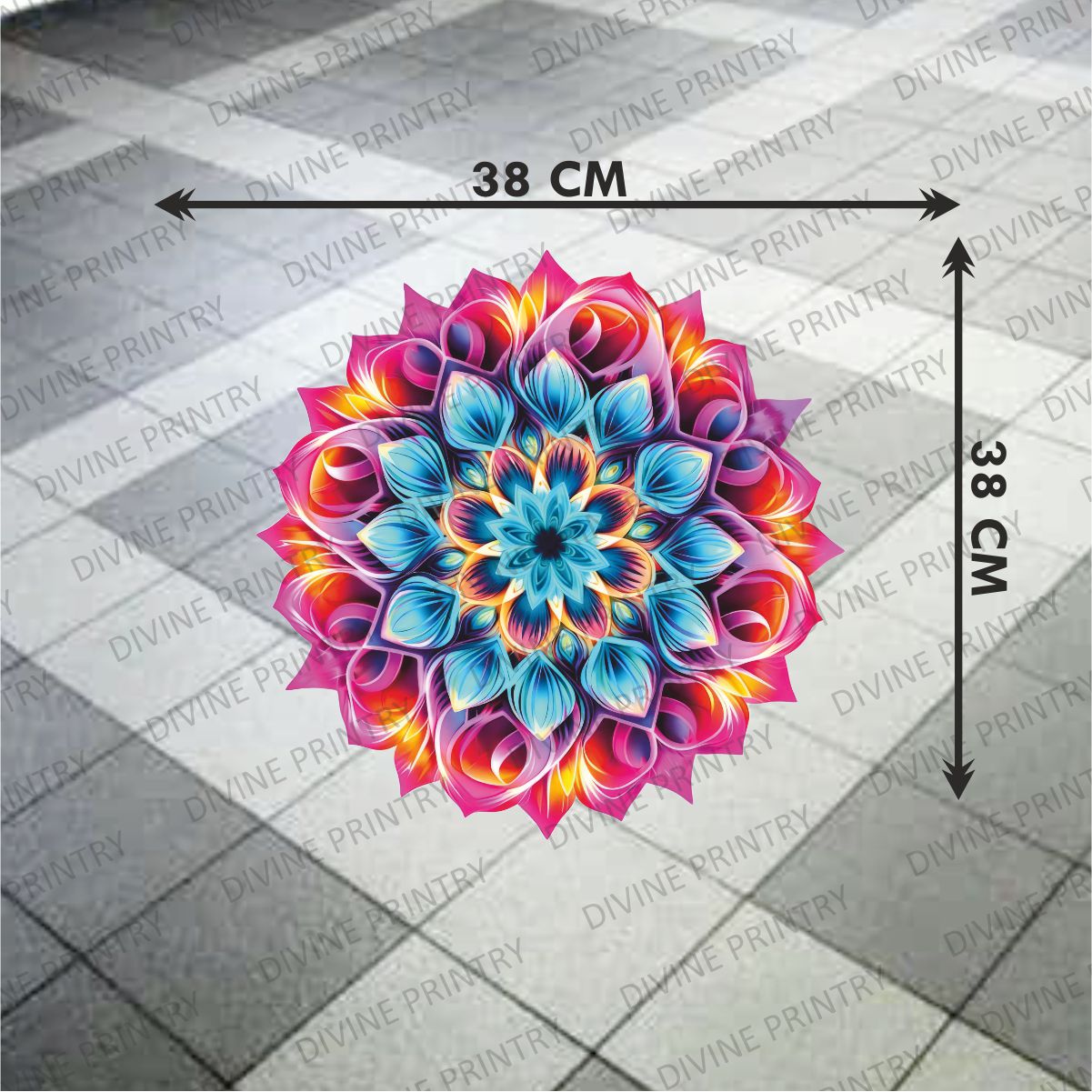 Homexa Decor | Rangoli Mandala Floor Sticker (Size 38 x 38 cm)