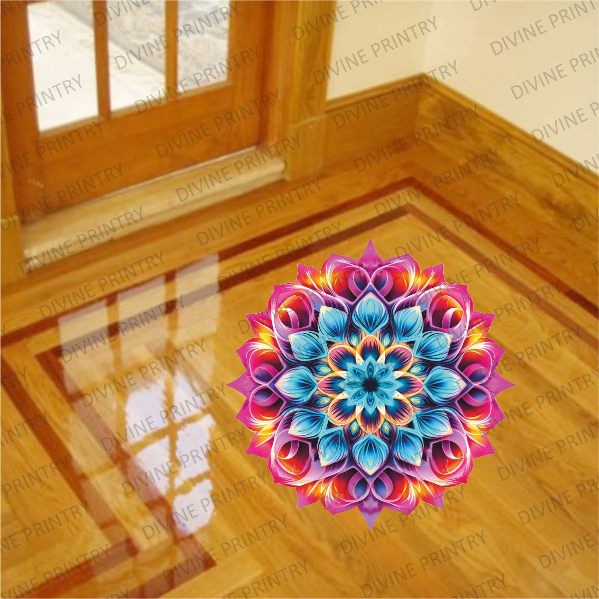 Homexa Decor | Rangoli Mandala Floor Sticker (Size 38 x 38 cm)