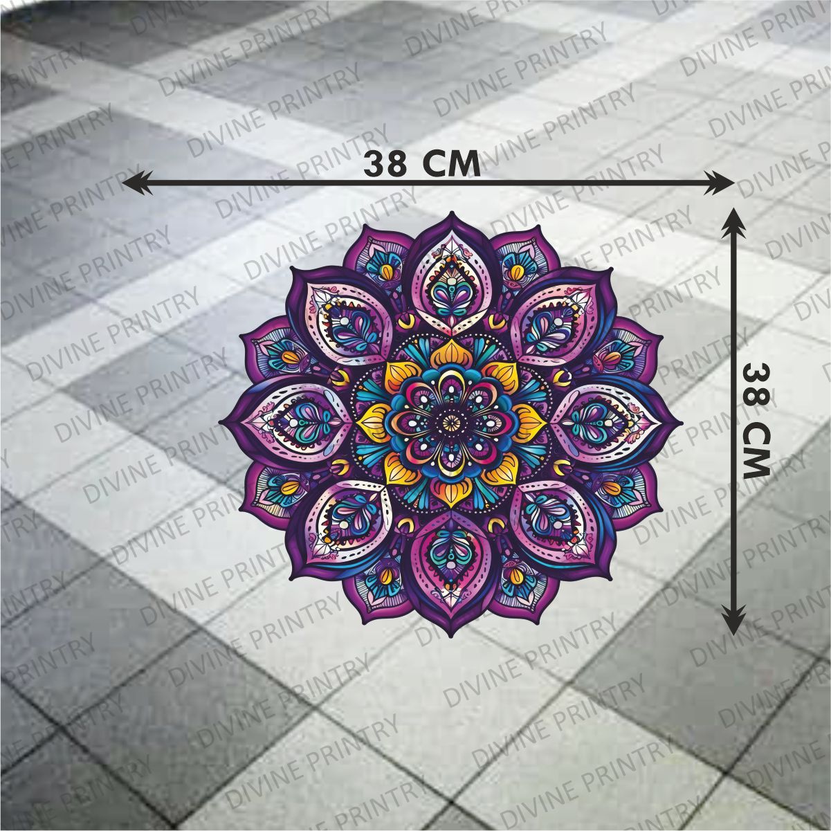 Homexa Decor | Rangoli Mandala Floor Sticker (Size 38 x 38 cm)