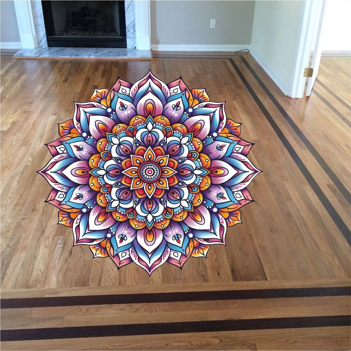 Homexa Decor | Rangoli Mandala Floor Sticker (Size 38 x 38 cm)