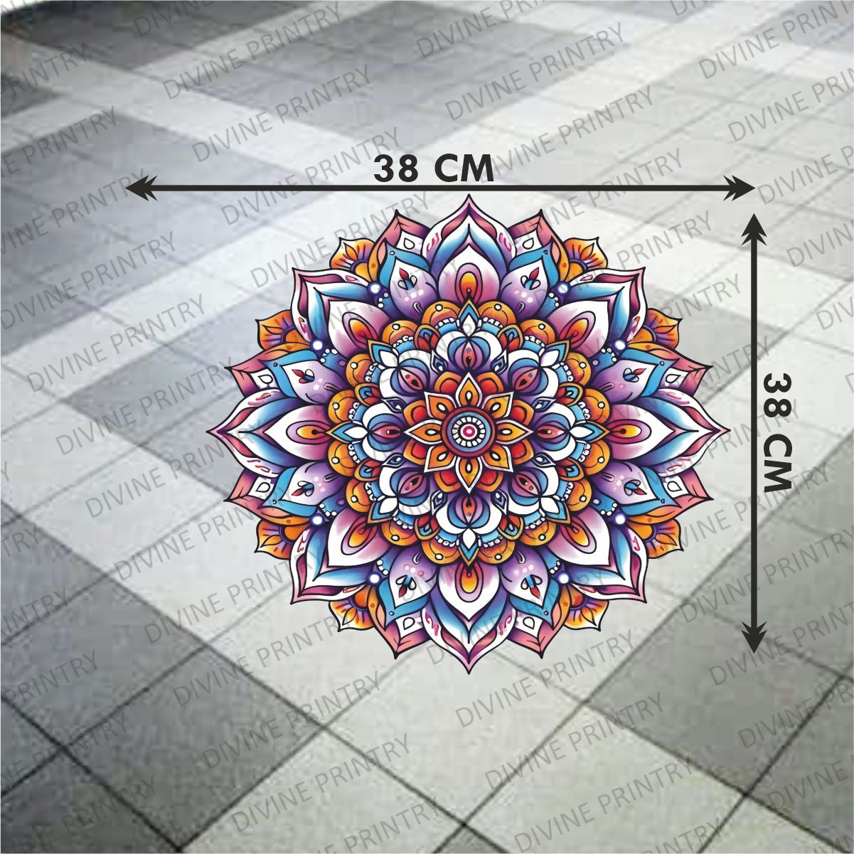 Homexa Decor | Rangoli Mandala Floor Sticker (Size 38 x 38 cm)