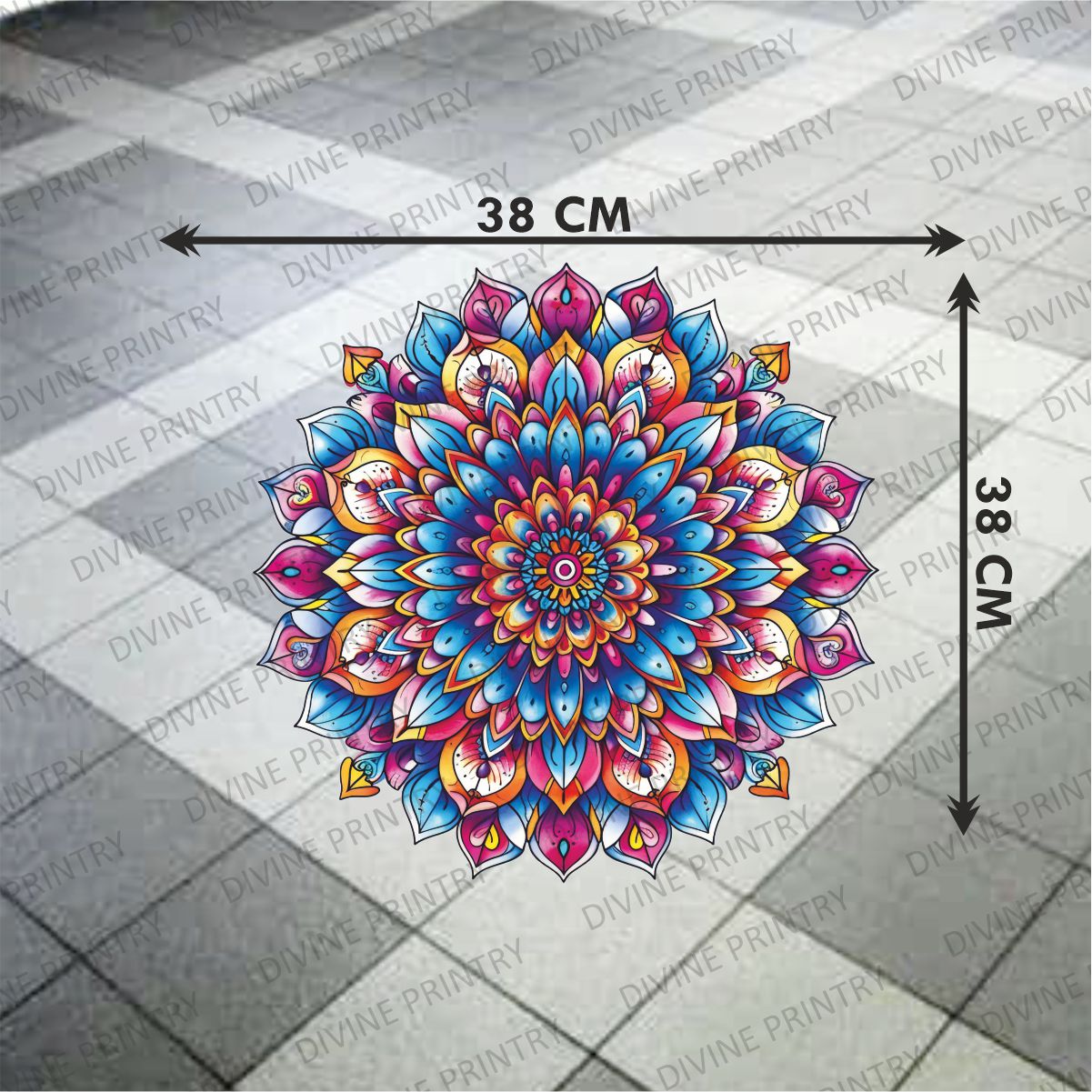 Homexa Decor | Rangoli Mandala Floor Sticker (Size 38 x 38 cm)