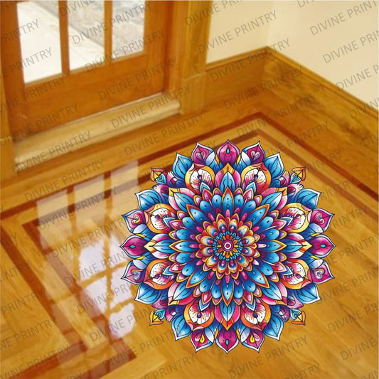 Homexa Decor | Rangoli Mandala Floor Sticker (Size 38 x 38 cm)