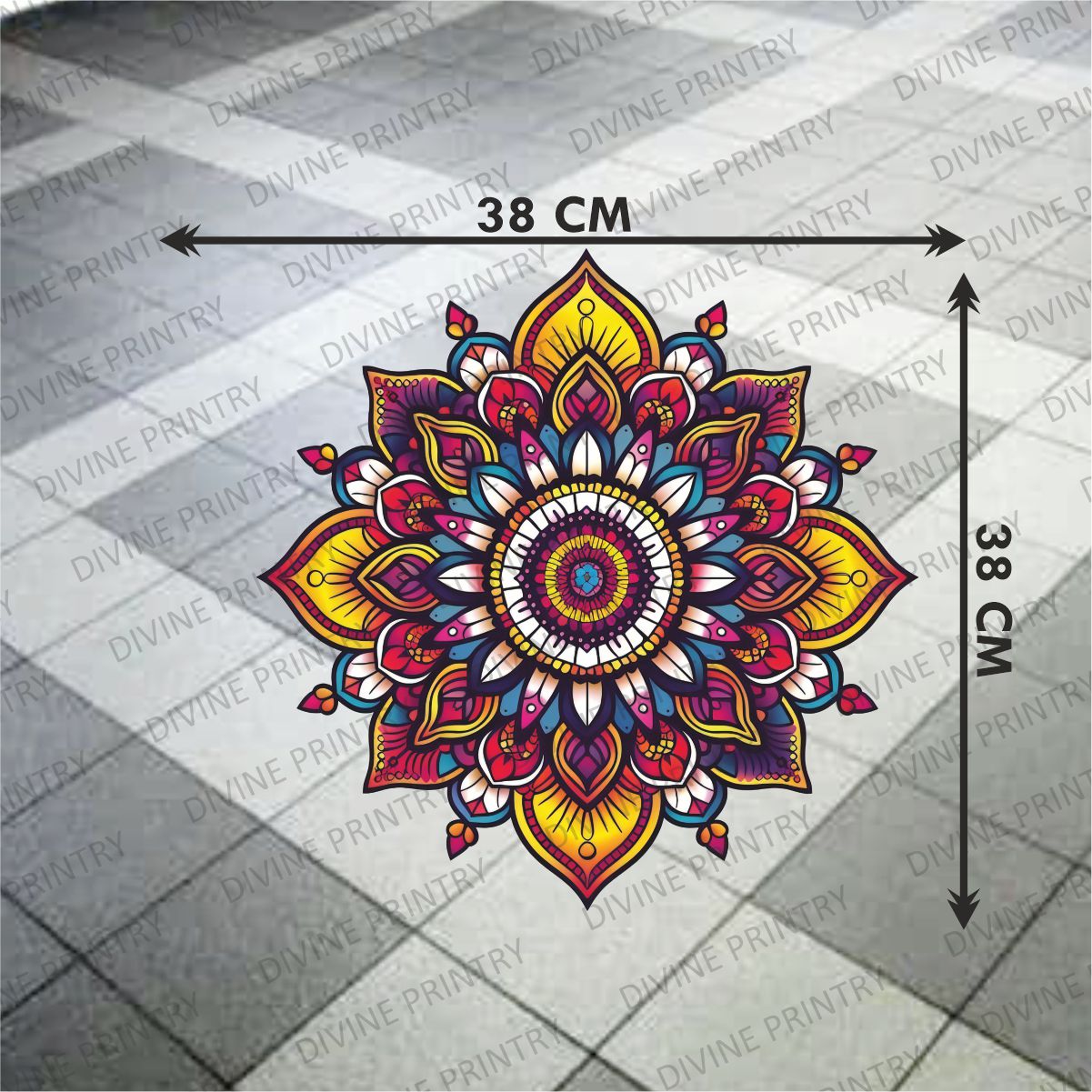 Homexa Decor | Rangoli Mandala Floor Sticker (Size 38 x 38 cm)