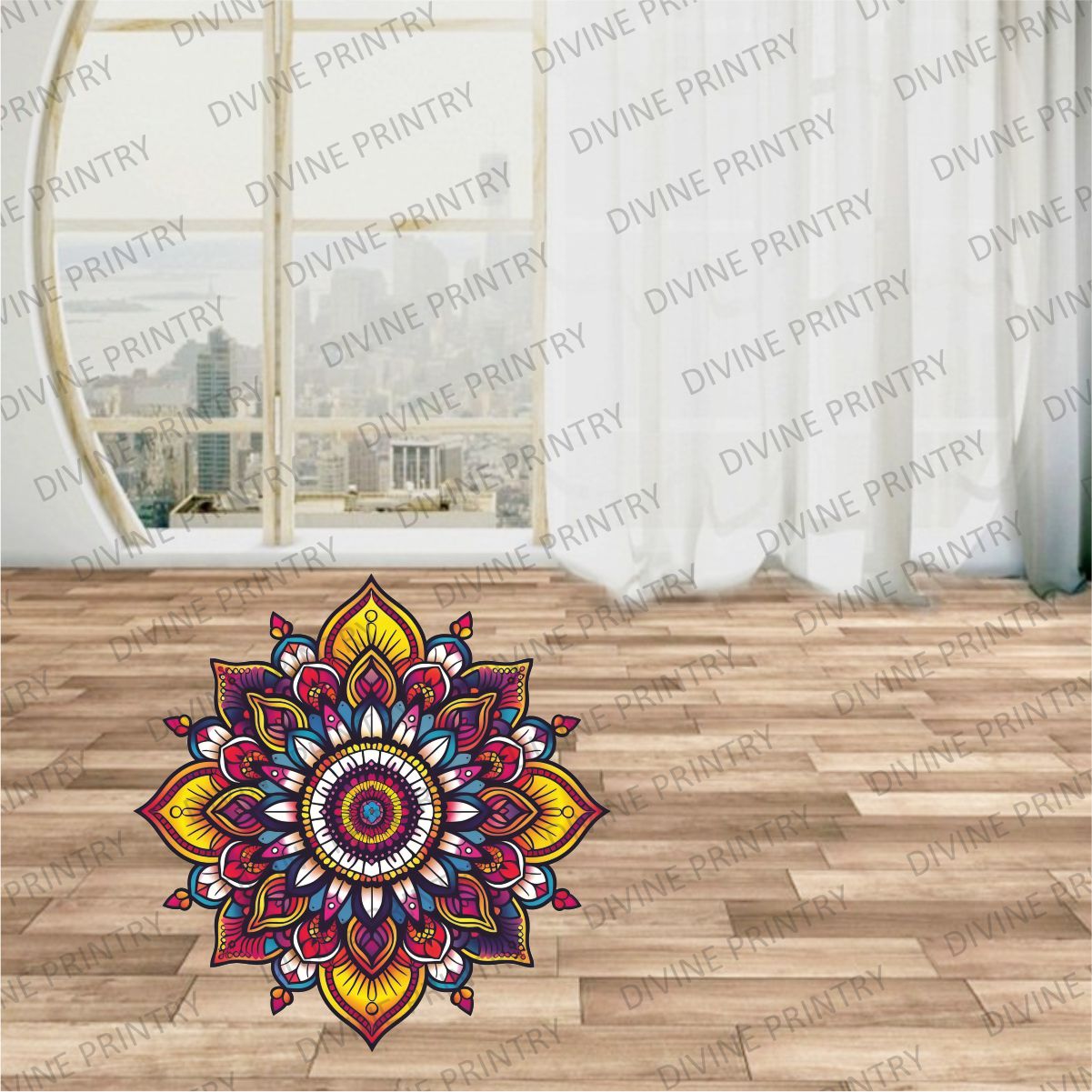 Homexa Decor | Rangoli Mandala Floor Sticker (Size 38 x 38 cm)