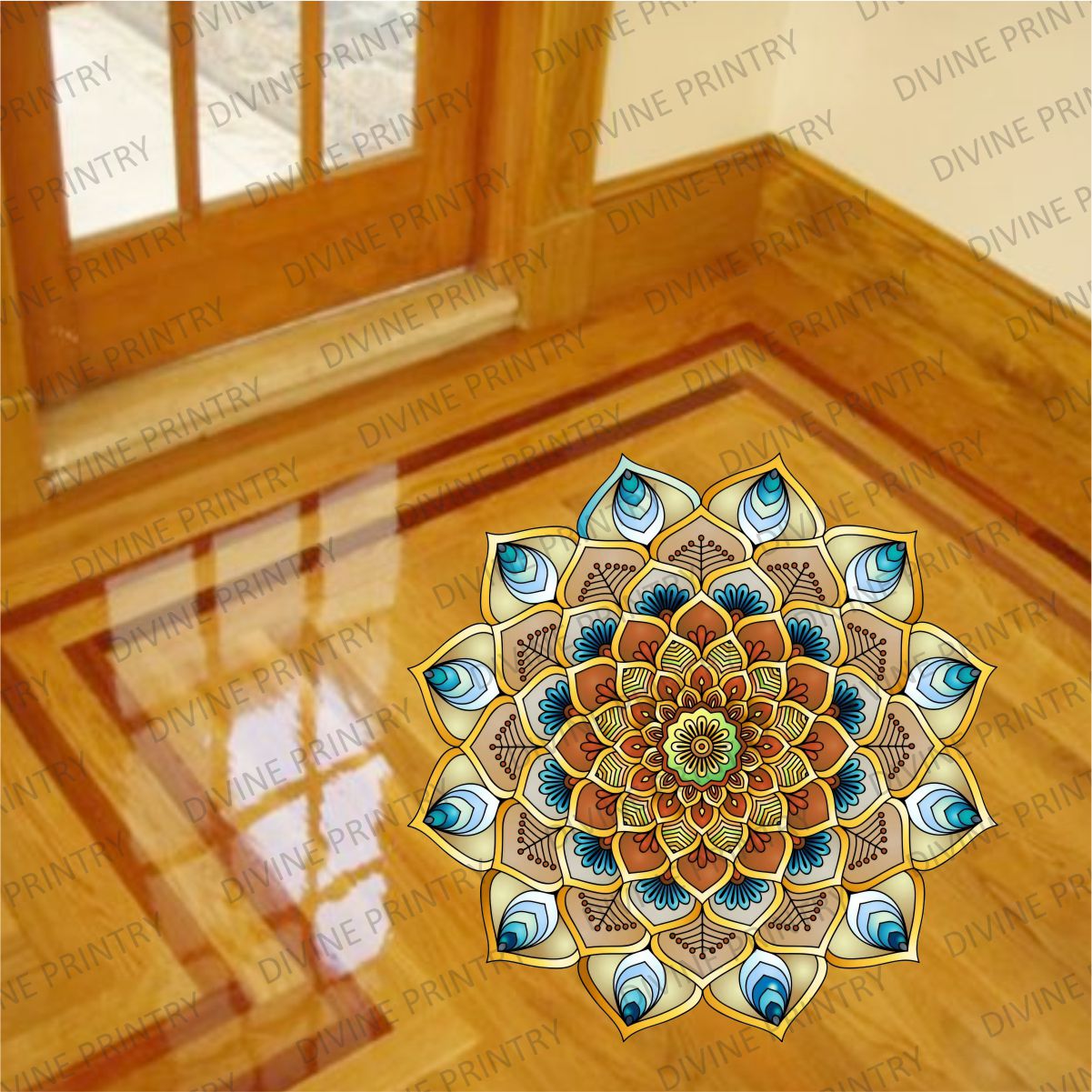 Homexa Decor | Rangoli Mandala Floor Sticker (Size 38 x 38 cm)