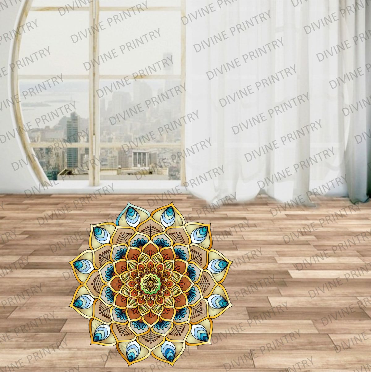 Homexa Decor | Rangoli Mandala Floor Sticker (Size 38 x 38 cm)