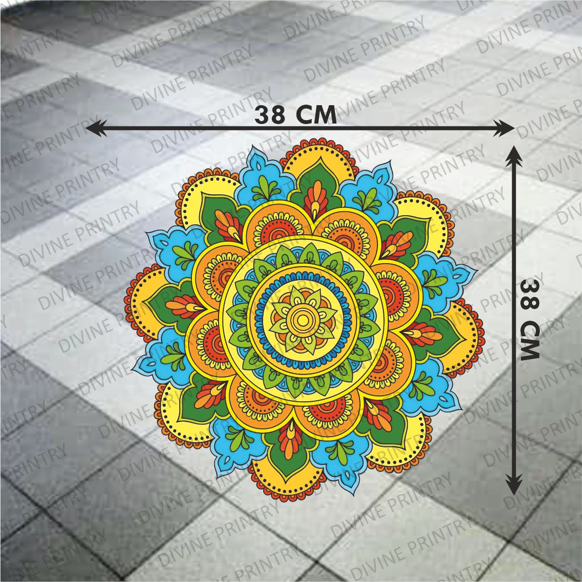 Homexa Decor | Rangoli Mandala Floor Sticker (Size 38 x 38 cm)