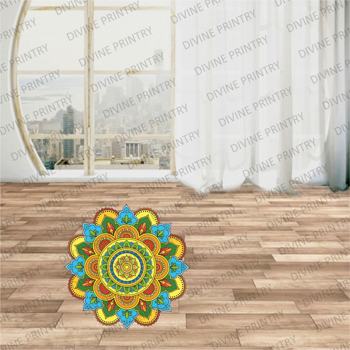 Homexa Decor | Rangoli Mandala Floor Sticker (Size 38 x 38 cm)