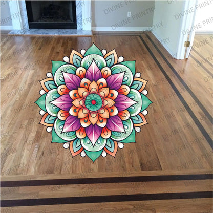 Homexa Decor | Rangoli Mandala Floor Sticker (Size 38 x 38 cm)