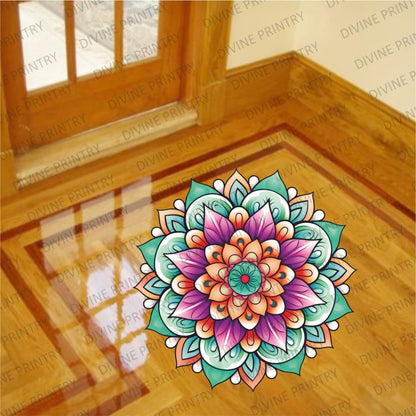 Homexa Decor | Rangoli Mandala Floor Sticker (Size 38 x 38 cm)