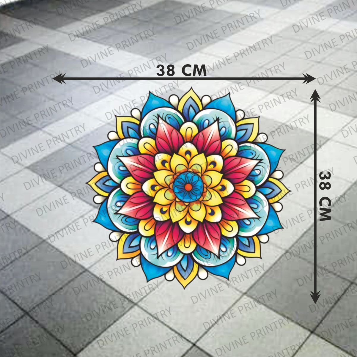 Homexa Decor | Rangoli Mandala Floor Sticker (Size 38 x 38 cm)