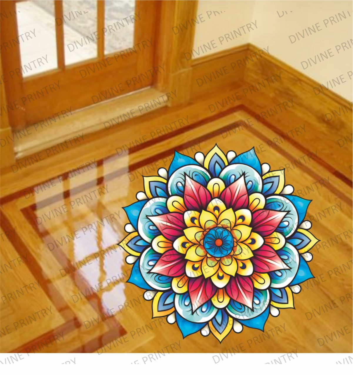 Homexa Decor | Rangoli Mandala Floor Sticker (Size 38 x 38 cm)