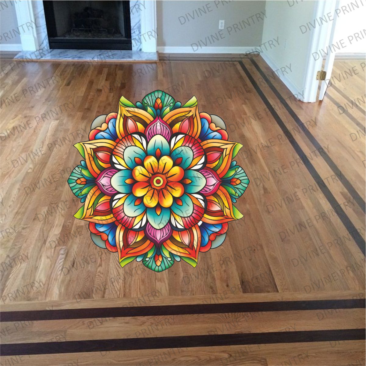 Homexa Decor | Rangoli Mandala Floor Sticker (Size 38 x 38 cm)